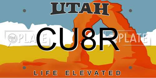 CU8R Utah License Plate