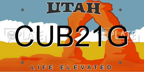 CUB21G Utah License Plate