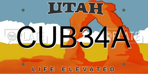 CUB34A Utah License Plate