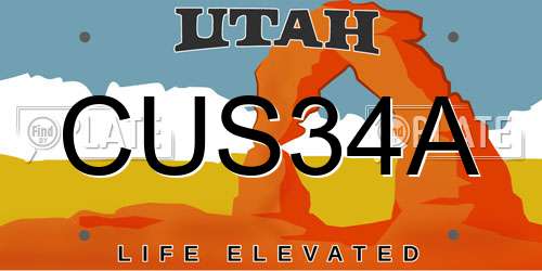 CUS34A Utah License Plate