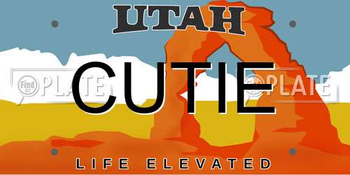 CUTIE Utah License Plate