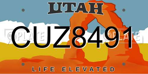 CUZ8491 Utah License Plate