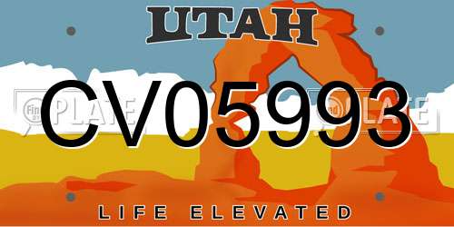 CV05993 Utah License Plate