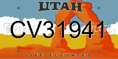 CV31941 Utah License Plate