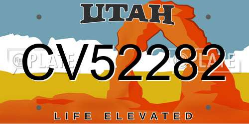 CV52282 Utah License Plate