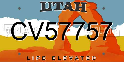 CV57757 Utah License Plate