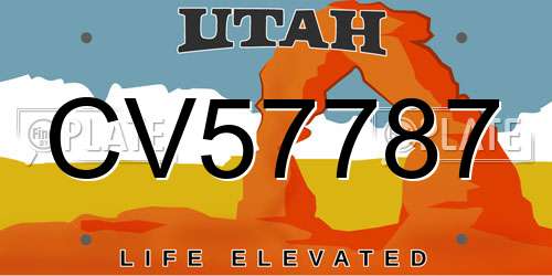 CV57787 Utah License Plate
