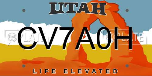 CV7A0H Utah License Plate