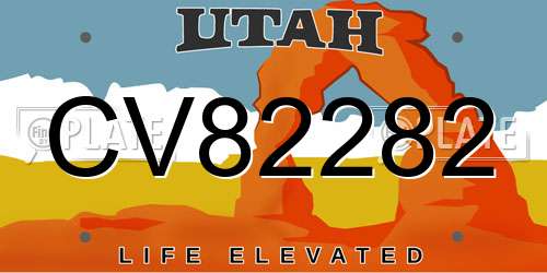 CV82282 Utah License Plate