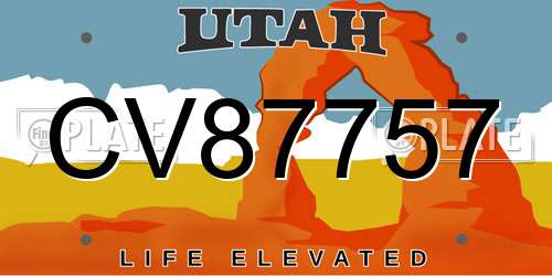 CV87757 Utah License Plate