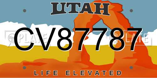 CV87787 Utah License Plate