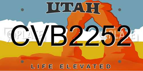 CVB2252 Utah License Plate