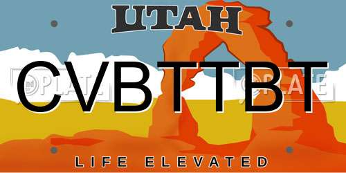CVBTTBT Utah License Plate