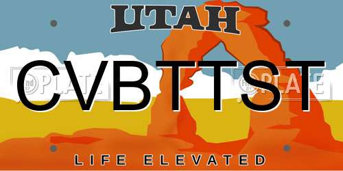 CVBTTST Utah License Plate
