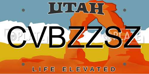 CVBZZSZ Utah License Plate