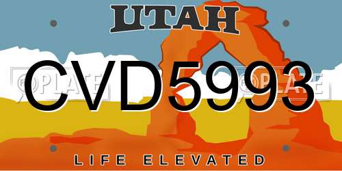 CVD5993 Utah License Plate