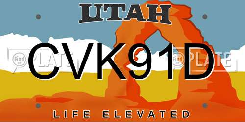 CVK91D Utah License Plate