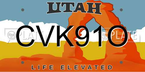 CVK91O Utah License Plate