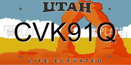 CVK91Q Utah License Plate