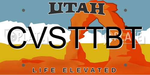 CVSTTBT Utah License Plate