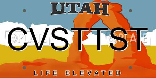 CVSTTST Utah License Plate