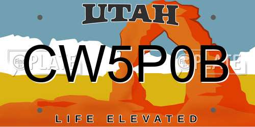 CW5P0B Utah License Plate