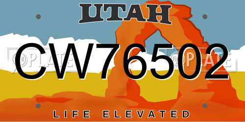 CW76502 Utah License Plate
