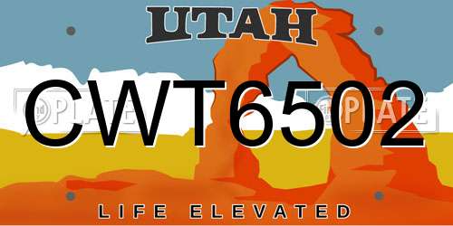 CWT6502 Utah License Plate