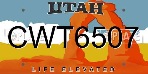 CWT6507 Utah License Plate
