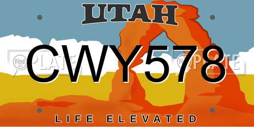 CWY578 Utah License Plate