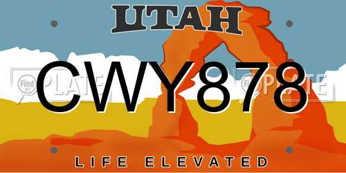 CWY878 Utah License Plate