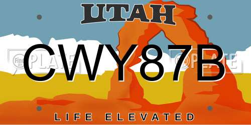 CWY87B Utah License Plate