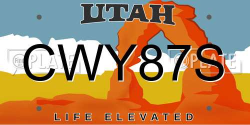 CWY87S Utah License Plate