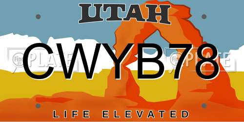 CWYB78 Utah License Plate