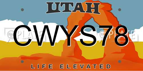 CWYS78 Utah License Plate
