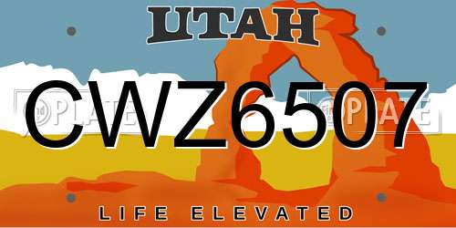 CWZ6507 Utah License Plate
