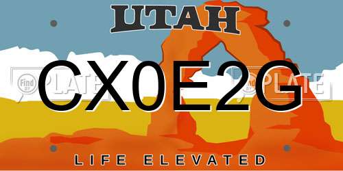 CX0E2G Utah License Plate