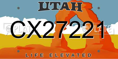 CX27221 Utah License Plate