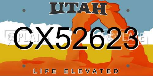 CX52623 Utah License Plate