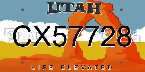CX57728 Utah License Plate