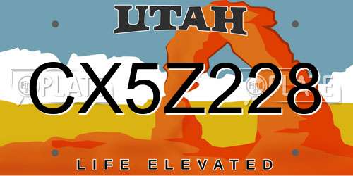 CX5Z228 Utah License Plate
