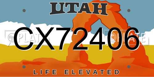 CX72406 Utah License Plate