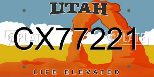 CX77221 Utah License Plate