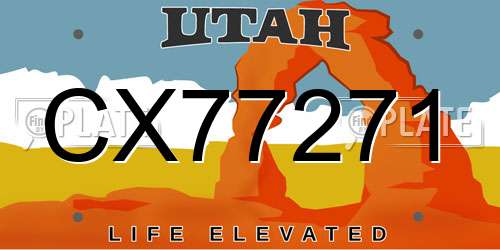 CX77271 Utah License Plate