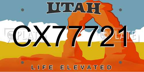 CX77721 Utah License Plate