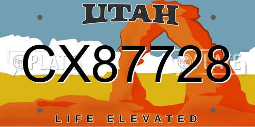 CX87728 Utah License Plate