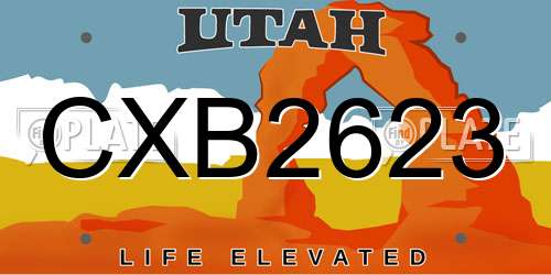 CXB2623 Utah License Plate