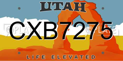 CXB7275 Utah License Plate