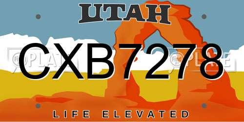 CXB7278 Utah License Plate
