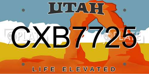 CXB7725 Utah License Plate